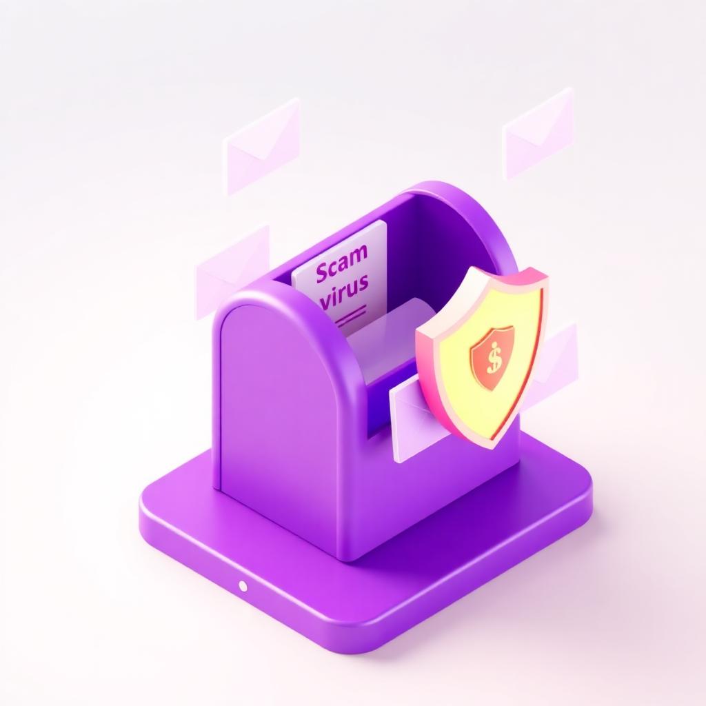 Email protection illustration showing a shield blocking scam and virus emails