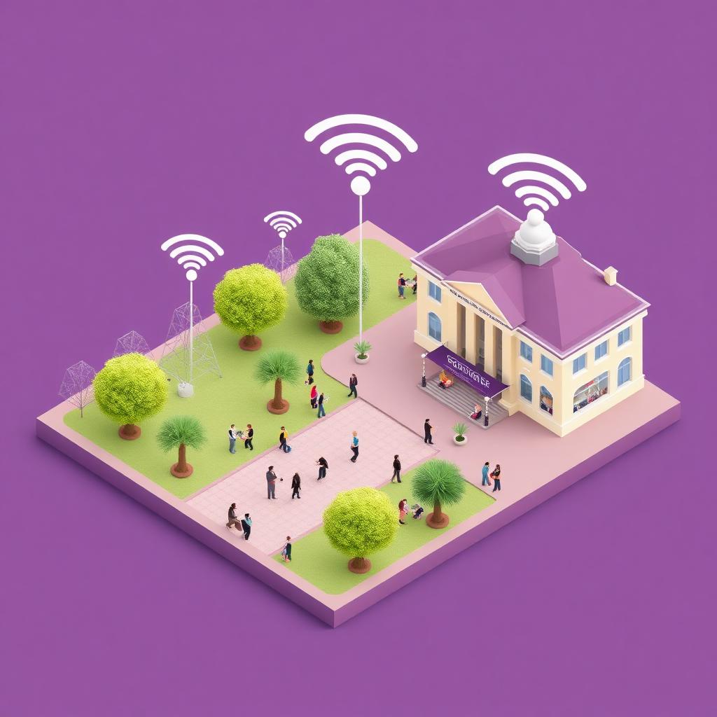 Public wireless network covering a council building and park with Wi-Fi access points